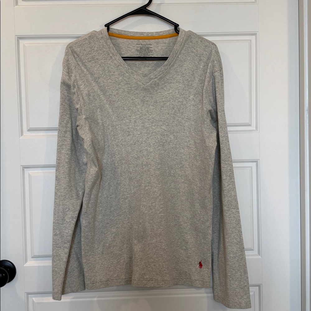 Polo Ralph Lauren Heather Cotton Long Sleeve V Neck large